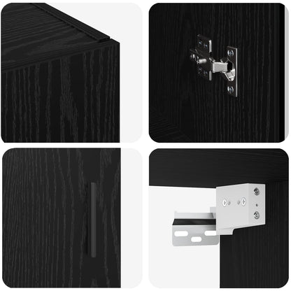 Wall Mounted Cabinet Black 69.5 x 34 x 90 cm Engineered Wood