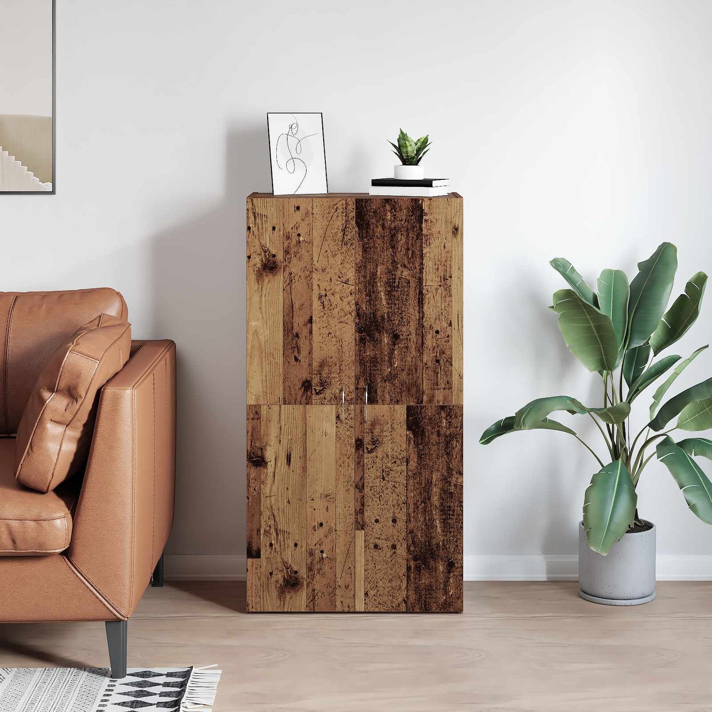 Office Cabinet Old Wood 60 x 32 x 115 cm Engineered Wood