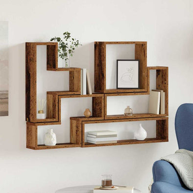 Wall Cube with Shelf Wall-mounted Other with Storage Old wood 96 x 12 x 64 cm Engineered wood