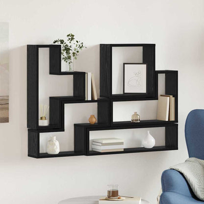 Wall Shelf Wall-Mounted Black Oak 96 x 12 x 64 cm