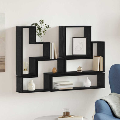 Wall Cube with Shelf Black oak 96 x 12 x 64 cm Engineered wood