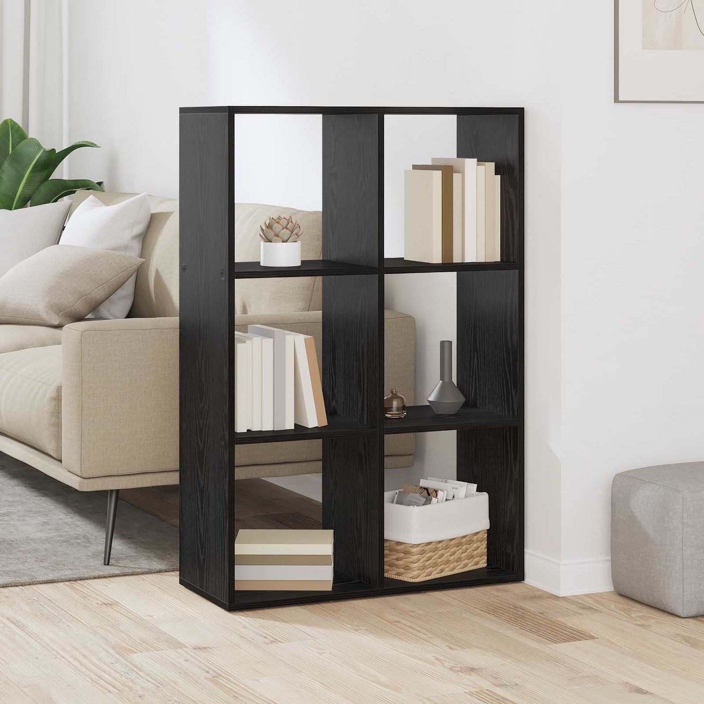 Book Cabinet Black Oak 69.5 x 29 x 103.5 cm Engineered Wood