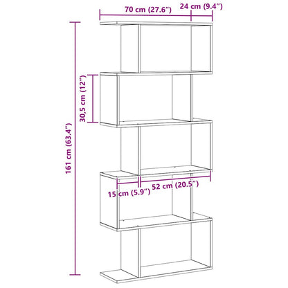 Book Cabinet 5-Tier 70 x 24 x 161 cm Engineered Wood Black Oak