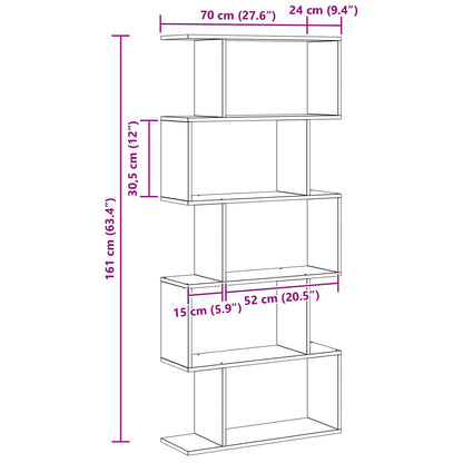 Book Cabinet Black Oak 70 x 24 x 161 cm Engineered Wood