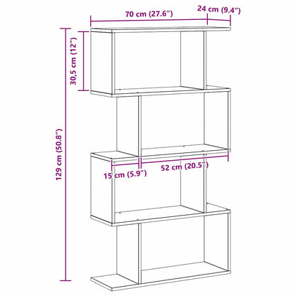 Book Cabinet 4-Tier 70 x 24 x 129 cm Engineered Wood Black Oak