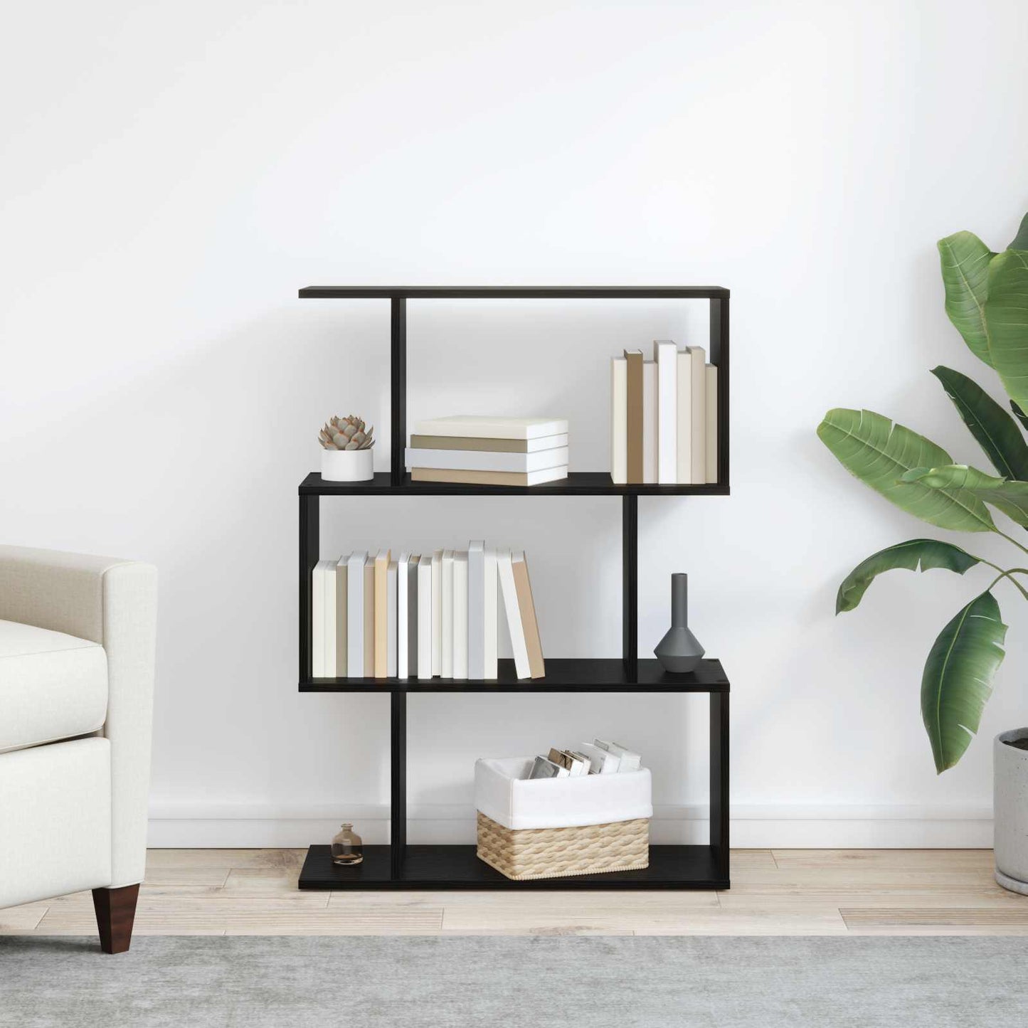 Book Cabinet Black Oak 70 x 24 x 97 cm Engineered Wood
