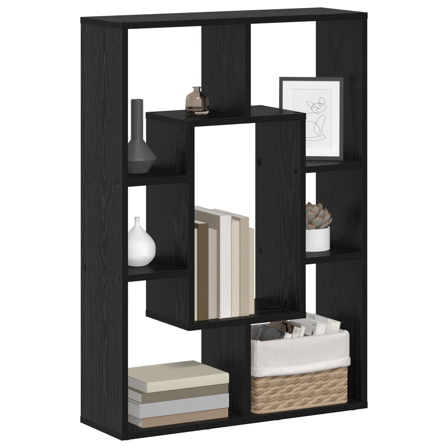 Book Cabinet Black Oak 63 x 20 x 90 cm Engineered Wood