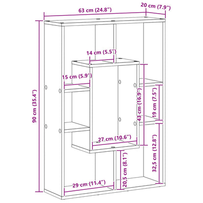 Book Cabinet 7-Tier 63 x 20 x 90 cm Engineered Wood Black Oak