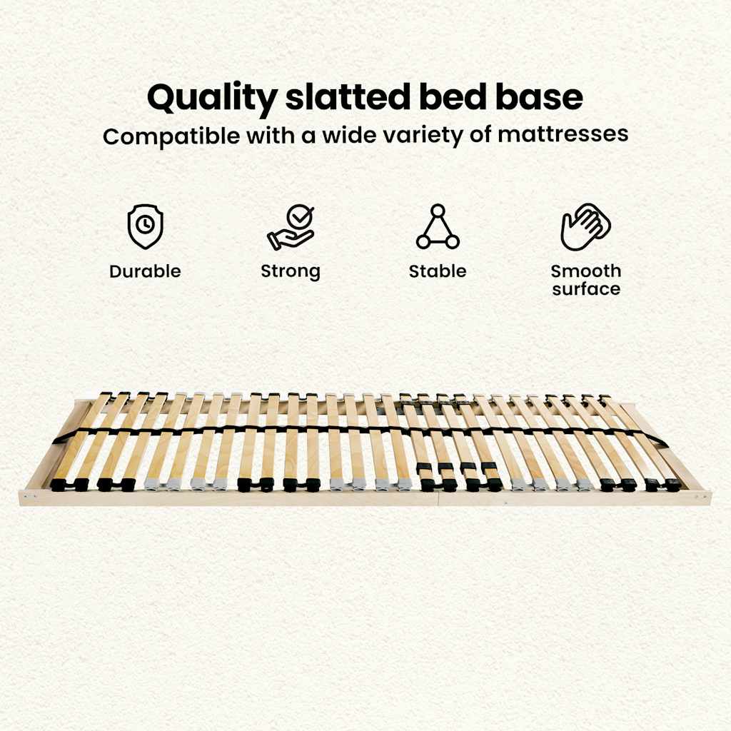 Slatted Bed Base Brown 80 x 190 cm Solid Beech Wood