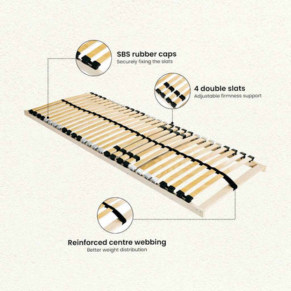 Slatted Bed Base Brown 140 x 190 cm Solid Beech Wood