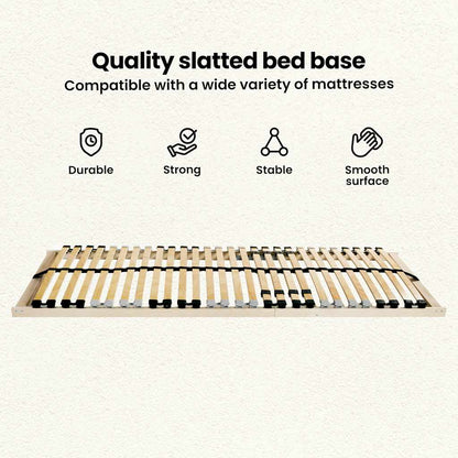 Slatted Bed Base Brown 140 x 190 cm Solid Beech Wood