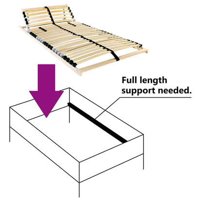 Slatted Bed Base Manual Brown 70 x 190 cm Solid Beech Wood