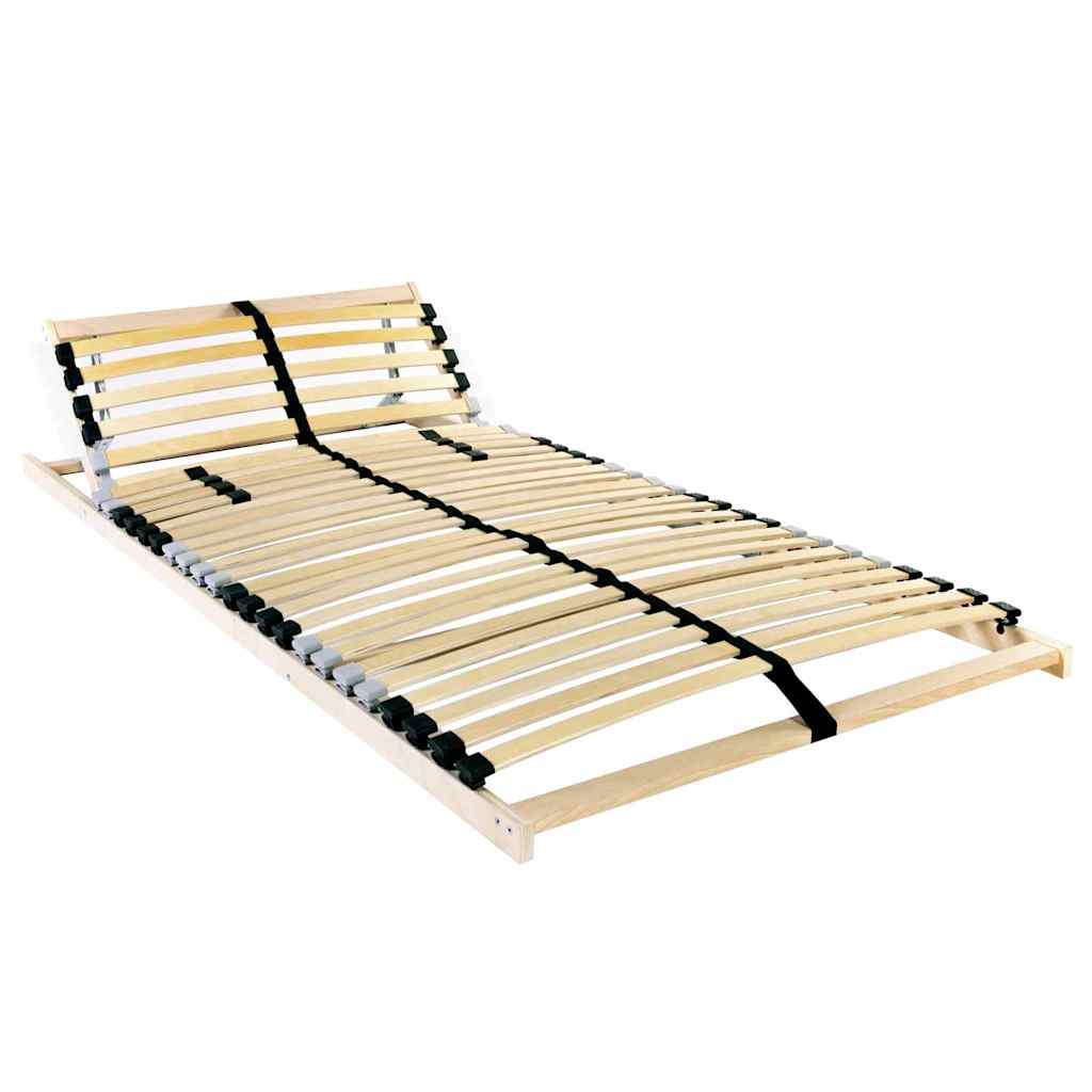 Slatted Bed Base Manual Brown 90 x 190 cm Solid Beech Wood