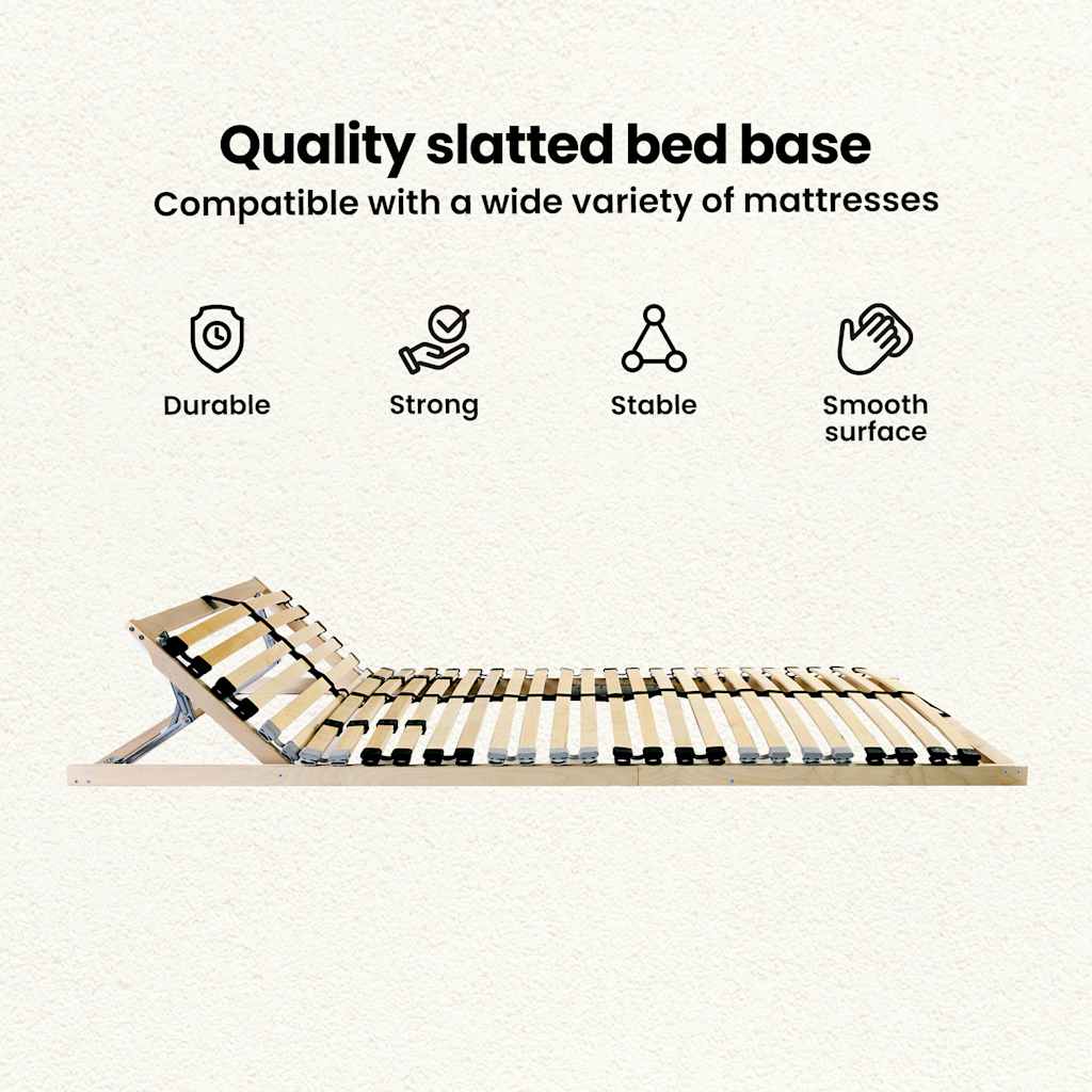 Slatted Bed Base Brown 100 x 190 cm Solid Beech Wood