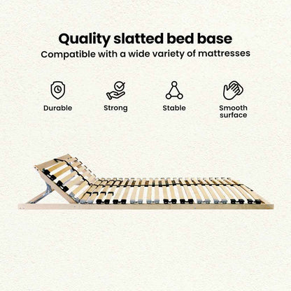Slatted Bed Base Brown 100 x 190 cm Solid Beech Wood