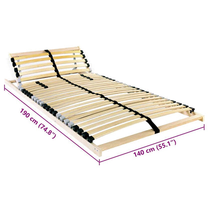 Slatted Bed Base Brown 140 x 190 cm Solid Beech Wood