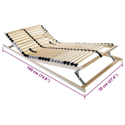 Slatted Bed Base Manual Brown 70 x 190 cm Solid Beech Wood