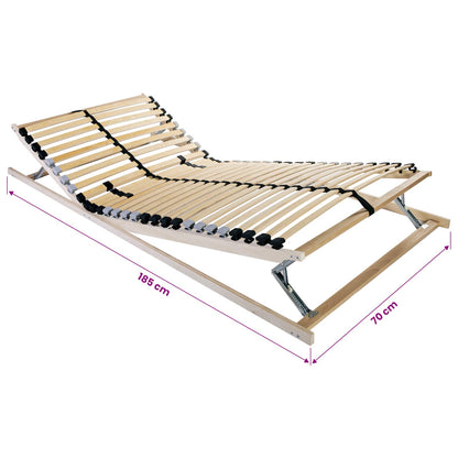 Slatted Bed Base Manual Brown 70 x 190 cm Solid Beech Wood