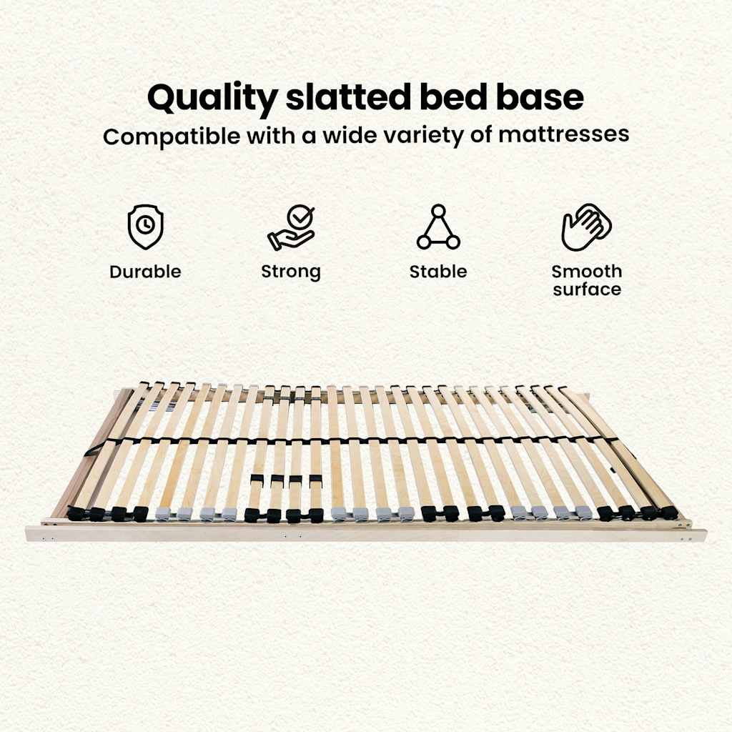 Slatted Bed Base Manual Brown 80 x 190 cm Solid Beech Wood