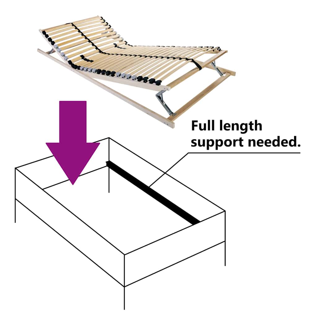 Slatted Bed Base Manual Brown 80 x 190 cm Solid Beech Wood