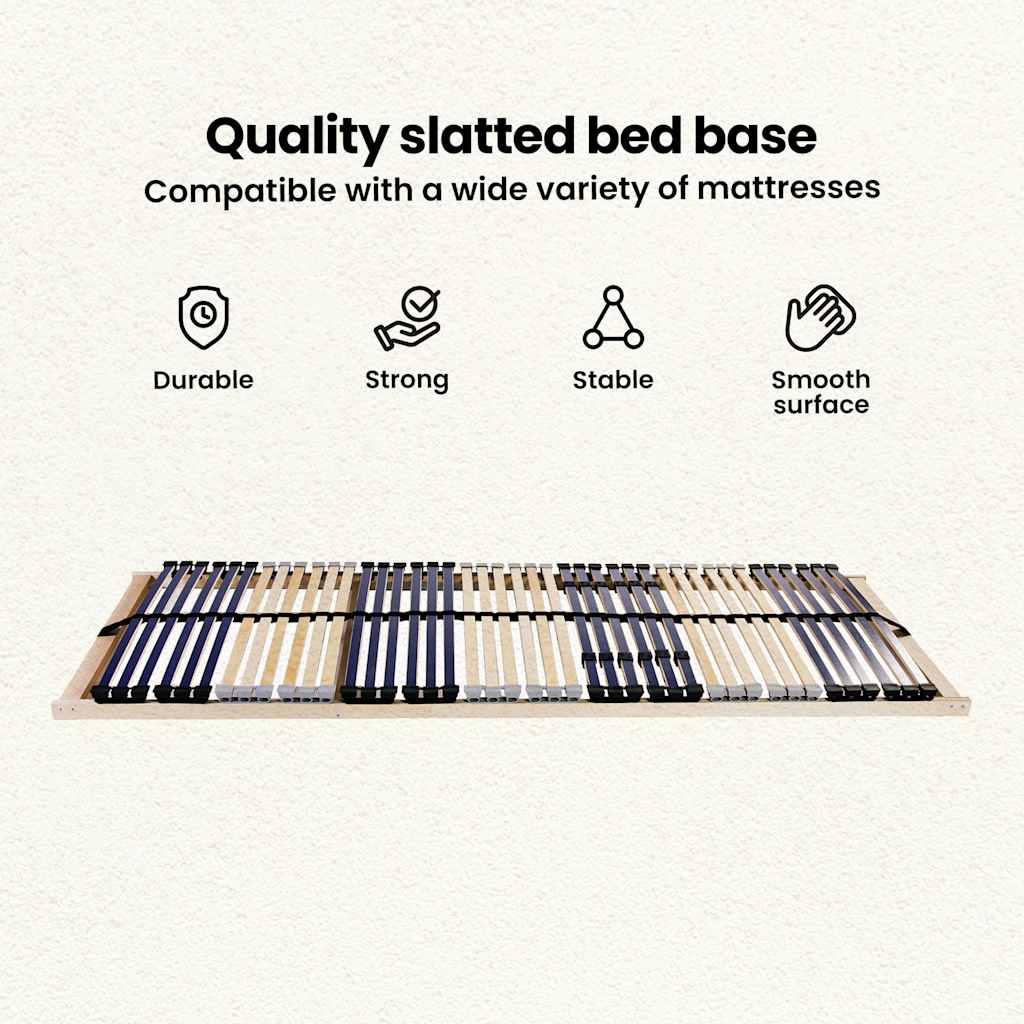 Slatted Bed Base Brown 90 x 190 cm Solid Beech Wood