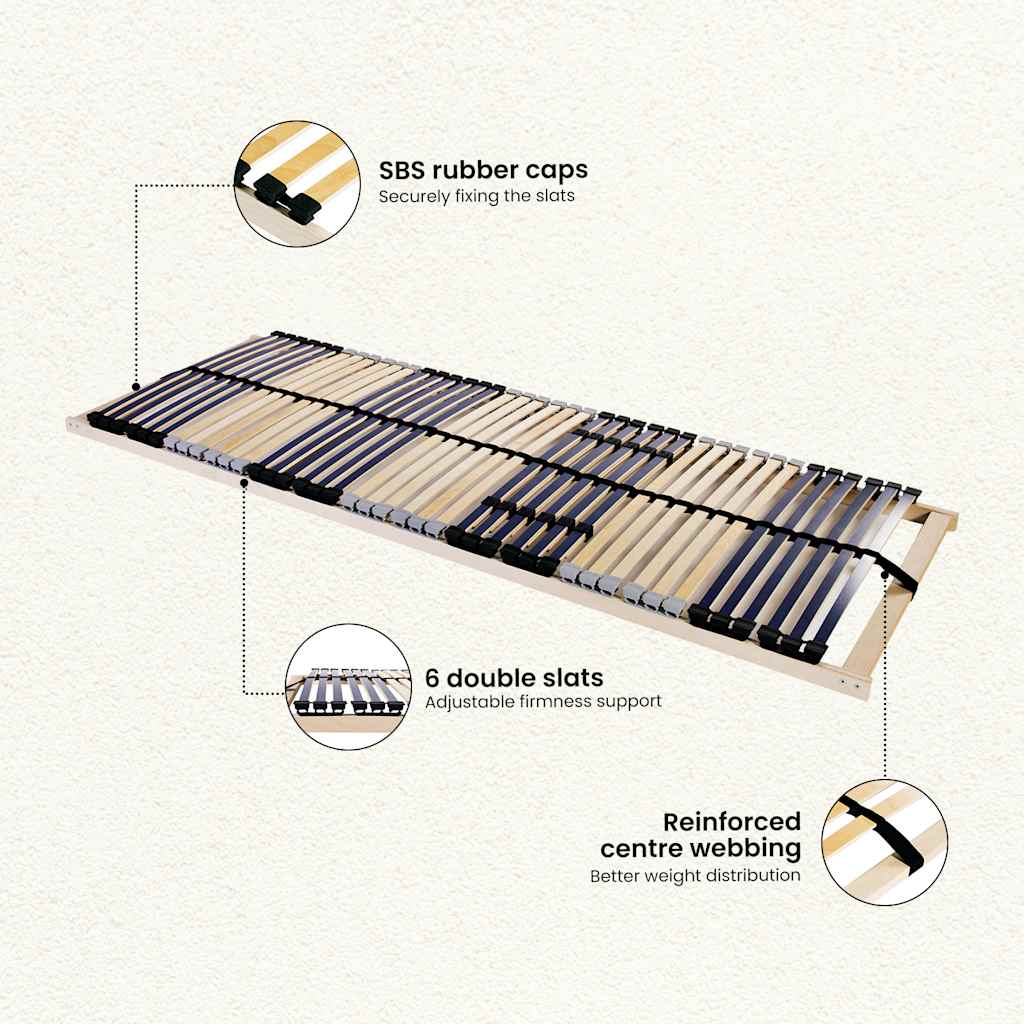 Slatted Bed Base Brown 140 x 190 cm Solid Beech Wood