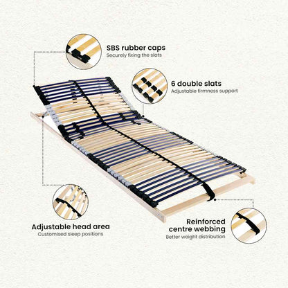 Slatted Bed Base Brown 80 x 190 cm Solid Beech Wood