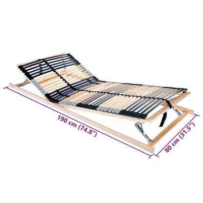 Slatted Bed Base Manual Brown 80 x 190 cm Solid Beech Wood
