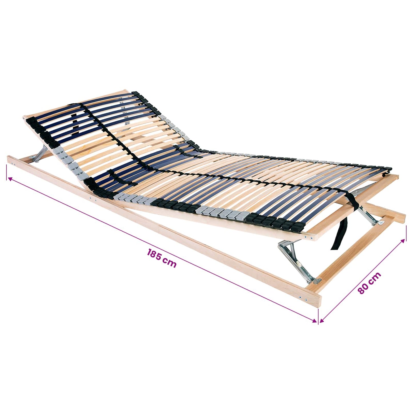 Slatted Bed Base Manual Brown 80 x 190 cm Solid Beech Wood