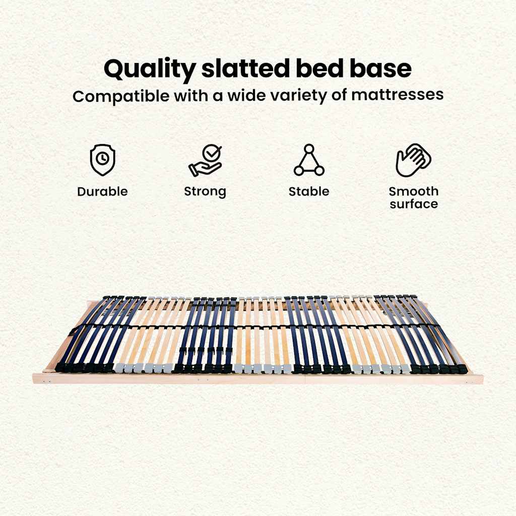 Slatted Bed Base Manual Brown 100 x 190 cm Solid Beech Wood