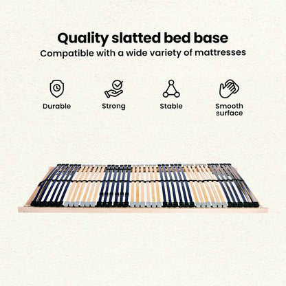 Slatted Bed Base Manual Brown 100 x 190 cm Solid Beech Wood
