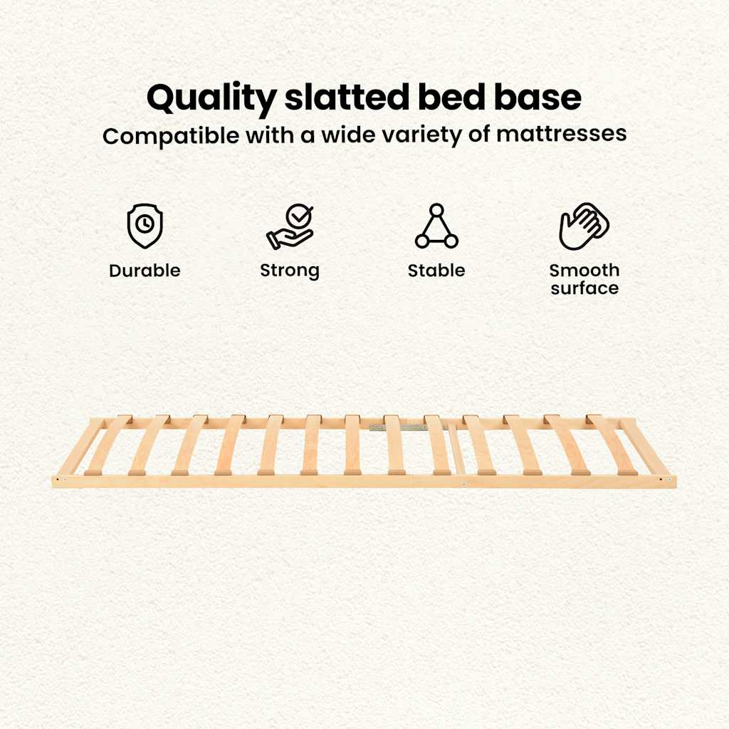 Slatted Bed Base Brown 80 x 190 cm Solid Beech Wood