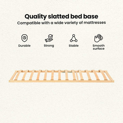 Slatted Bed Base Brown 90 x 190 cm Solid Beech Wood