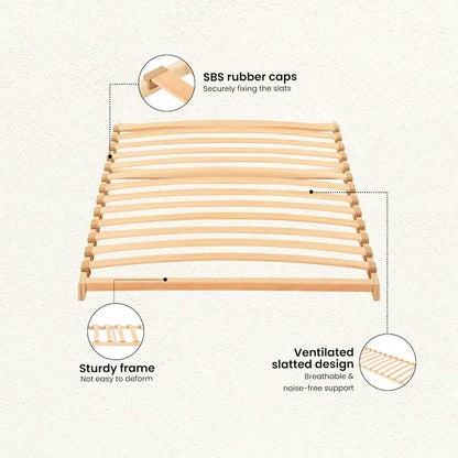 Slatted Bed Base Brown 90 x 190 cm Solid Beech Wood