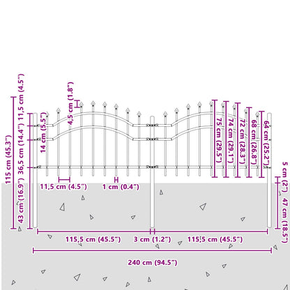 Garden Fence Woerden Grey 240 x 115 cm Powder-coated steel