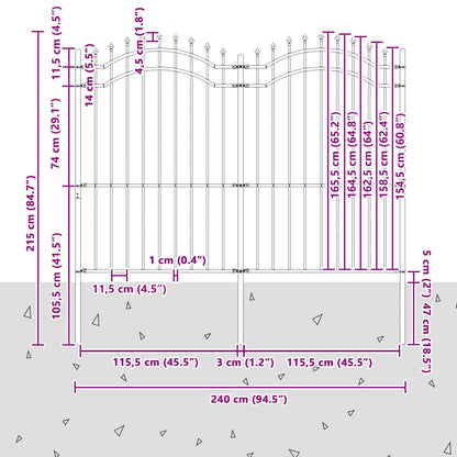 Garden Fence Woerden Grey 240 x 215 cm Powder-coated steel