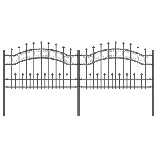 Garden Fence KAMPEN 240 x 118 cm Powder-coated steel Grey