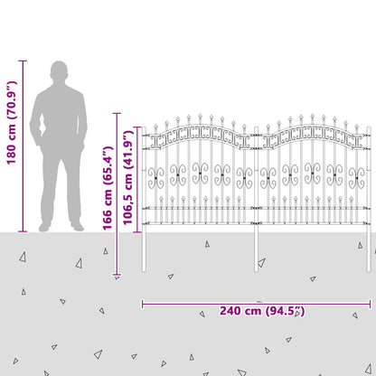 Garden Fence KAMPEN 240 x 166 cm Mesh Powder-coated steel Grey