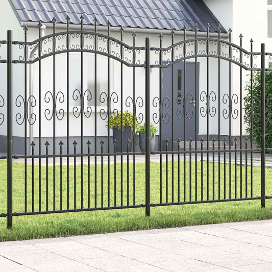 Garden Fence KAMPEN 240 x 202.5 cm Powder-coated steel Grey
