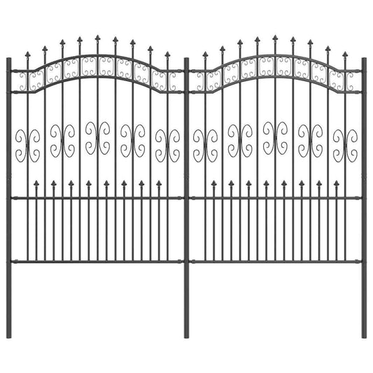 Garden Fence KAMPEN 240 x 202.5 cm Powder-coated steel Grey