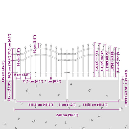 Garden Fence Woerden White 240 x 115 cm Powder-coated steel