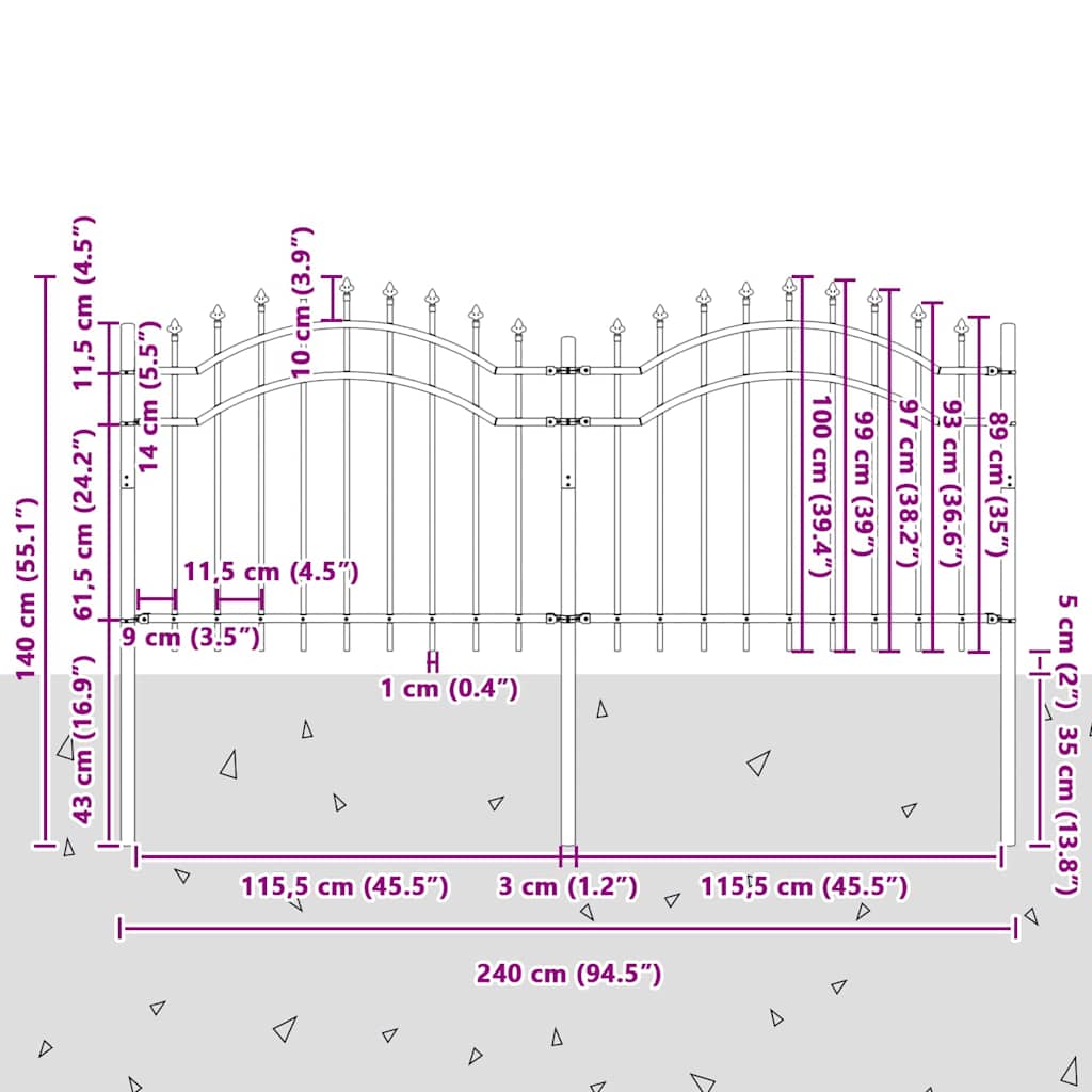 Garden Fence Woerden White 240 x 140 cm Powder-coated steel
