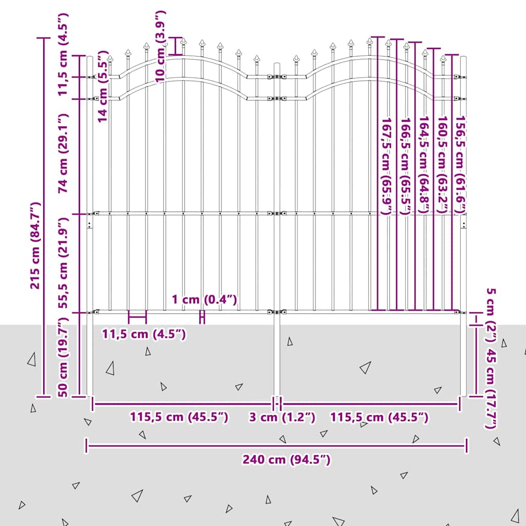 Garden Fence Woerden White 240 x 215 cm Powder-coated steel