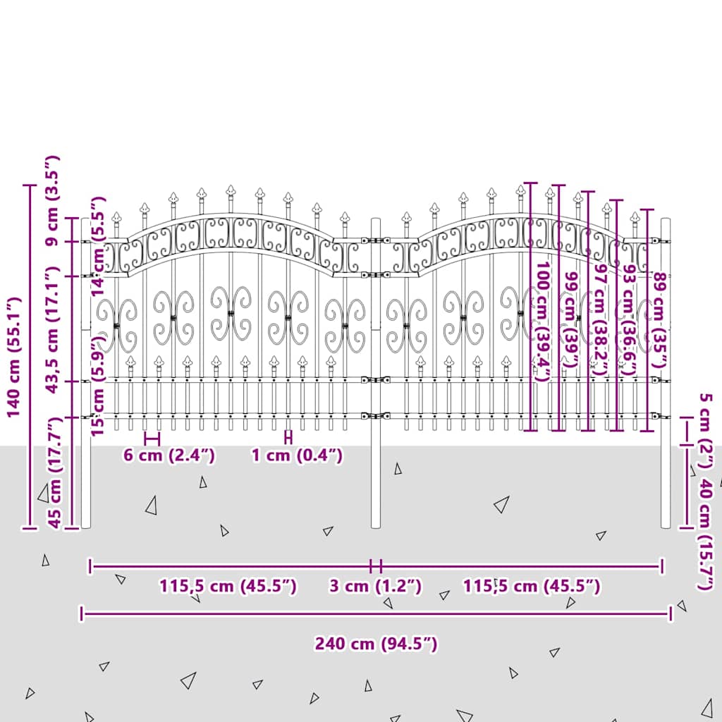 Garden Fence KAMPEN 240 x 140 cm Mesh Powder-coated steel White