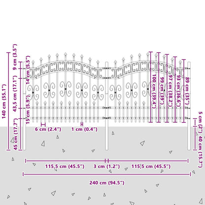 Garden Fence KAMPEN 240 x 140 cm Mesh Powder-coated steel White