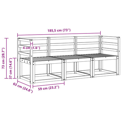 Outdoor Sofa Set 3 pcs White 185.5 x 63 x 73 cm