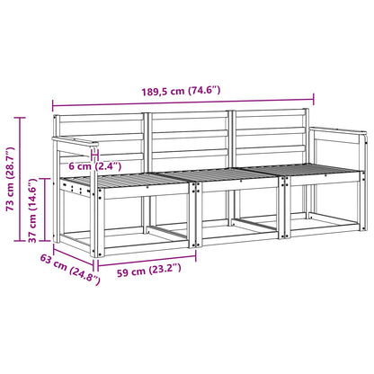 Outdoor Sofa Set 3 pcs White 189.5 x 63 x 73 cm