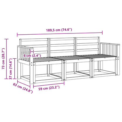 Outdoor Sofa Set 3 pcs White 189.5 x 63 x 73 cm