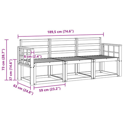 Outdoor Sofa Set 3 pcs White 189.5 x 63 x 73 cm