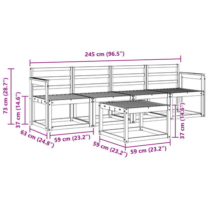 Outdoor Sofa Set 5 pcs White 59 x 59 x 37 cm Solid Acacia Wood